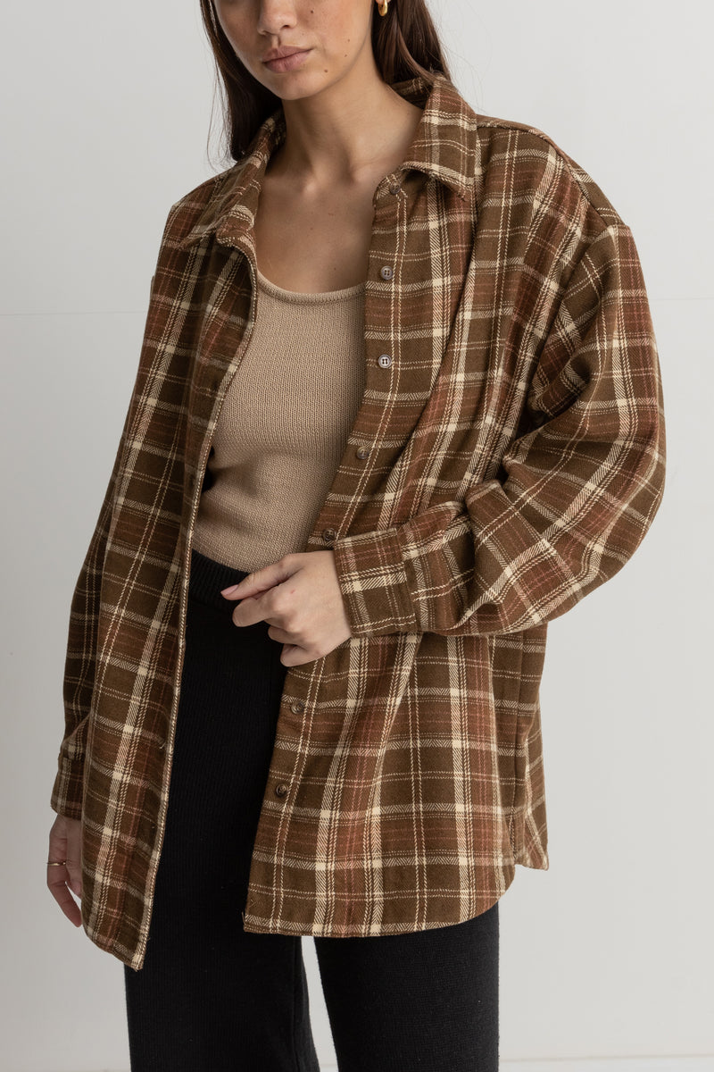 Flannel Oversized Shirt Chocolate