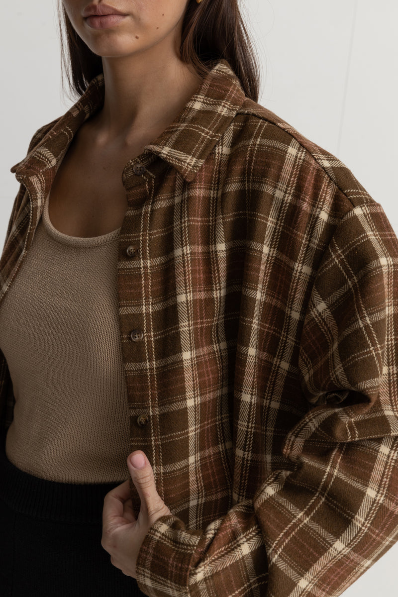 Flannel Oversized Shirt Chocolate