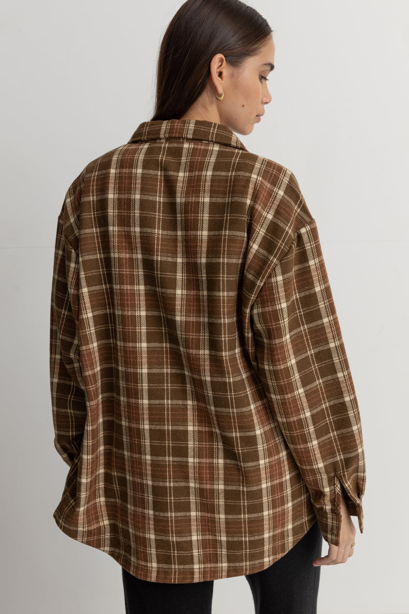 Flannel Oversized Shirt Chocolate