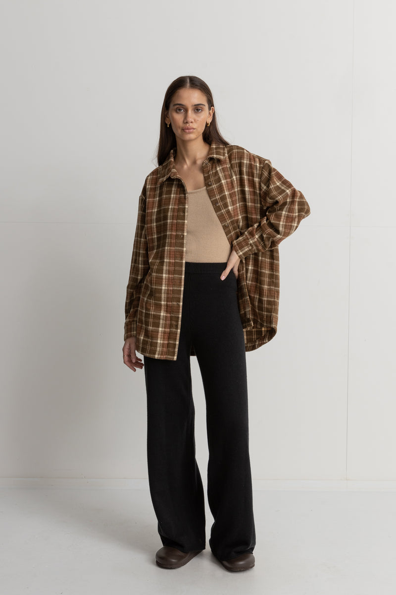 Flannel Oversized Shirt Chocolate