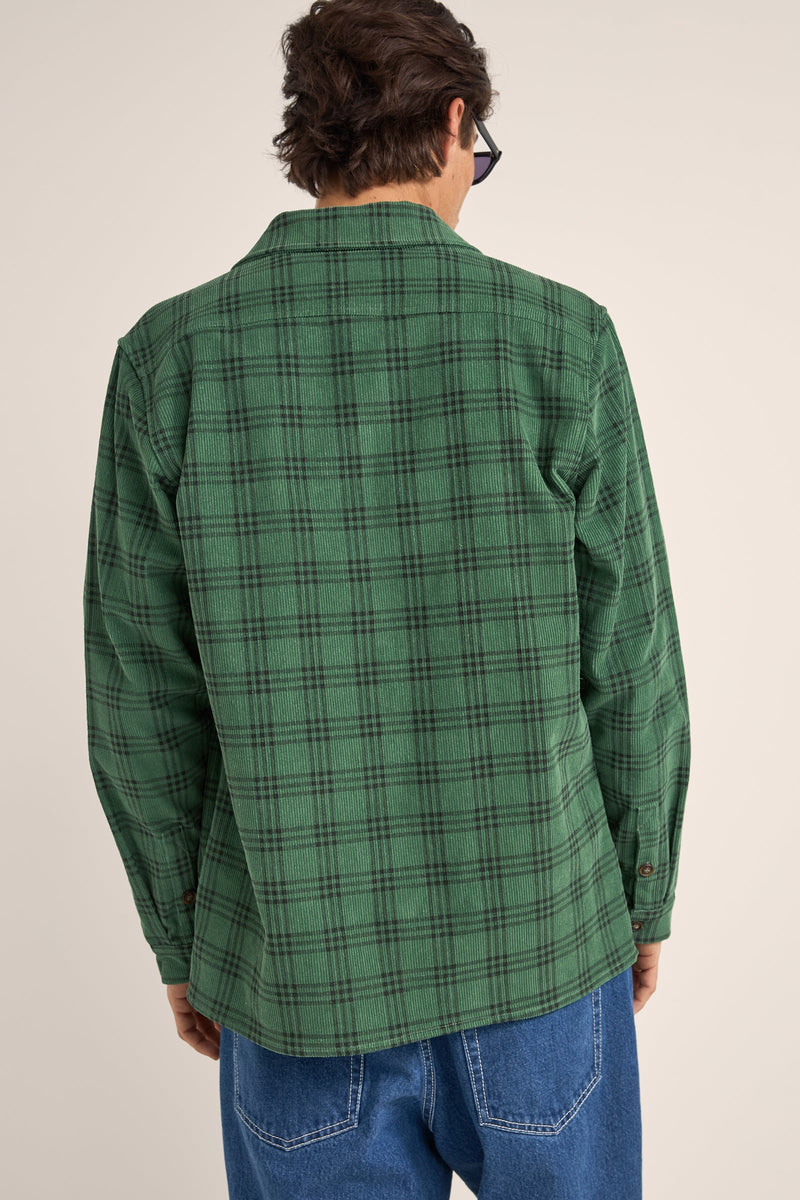 Cord Check Overshirt Green