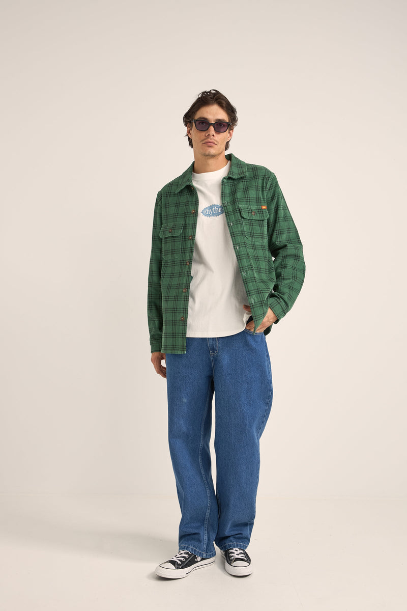 Cord Check Overshirt Green