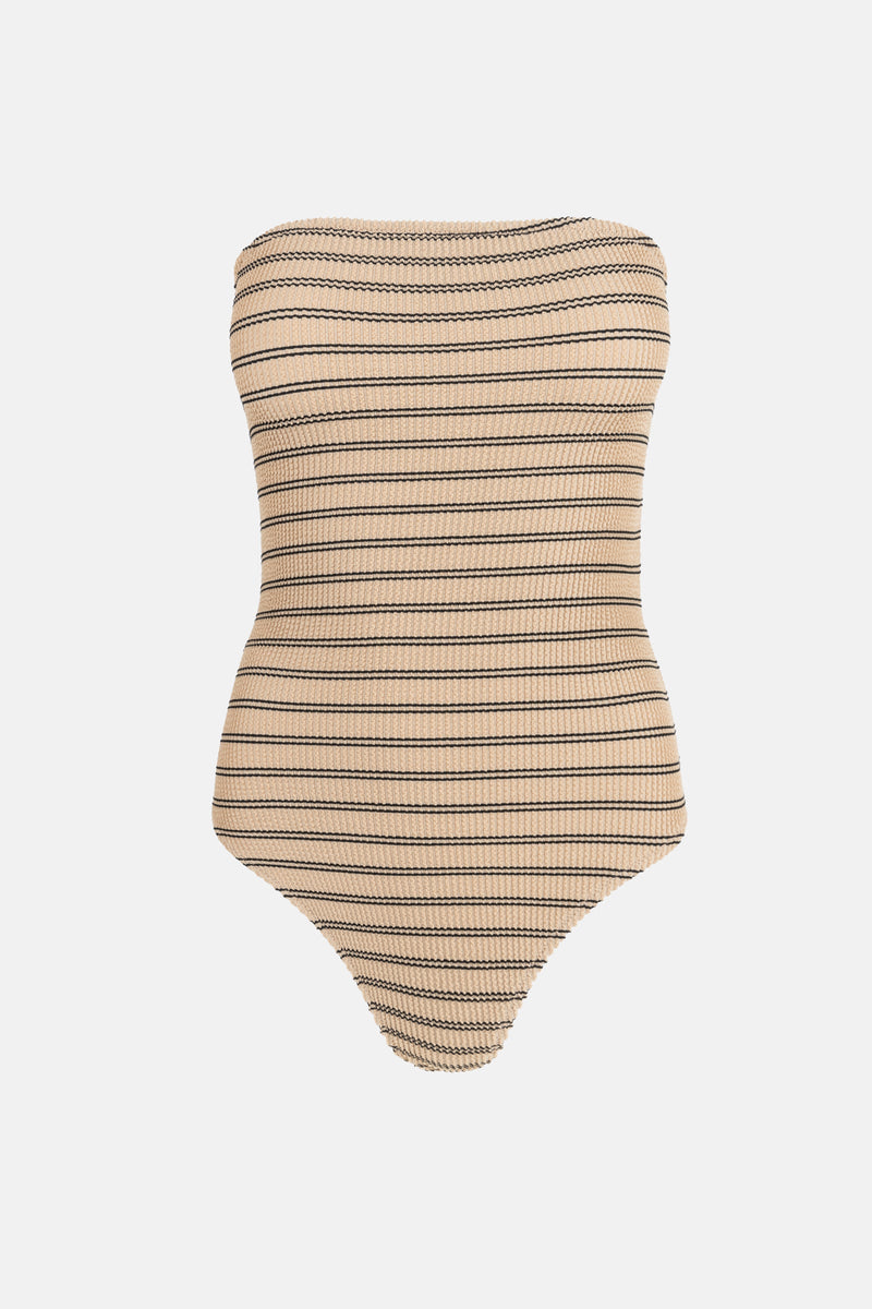 Sol Stripe Strapless One Piece Black