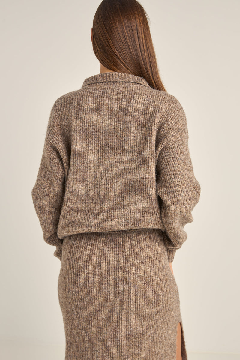 Quinn Zip Knit Oatmeal