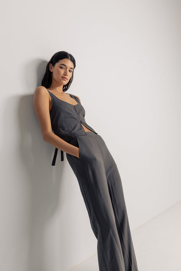 Maya Wide Leg Pant Charcoal