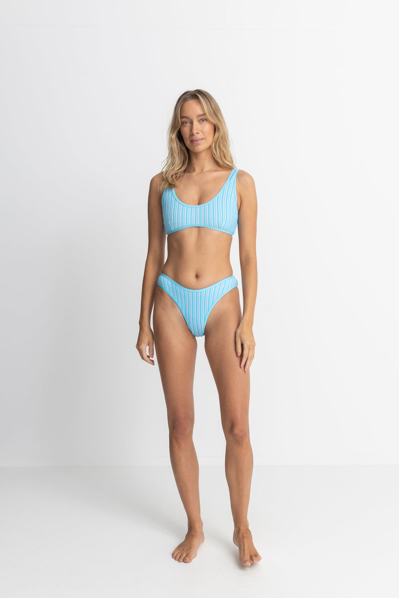 Terry Sands Stripe Surf Crop Top Blue