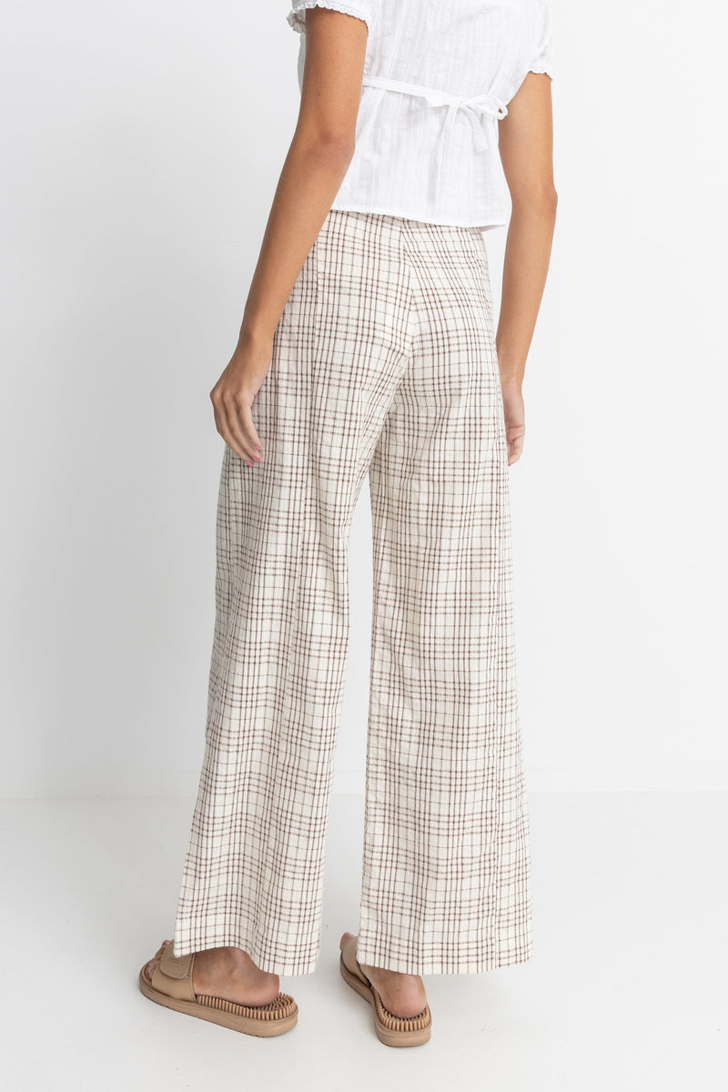 Rumi Check Wide Leg Pant Natural