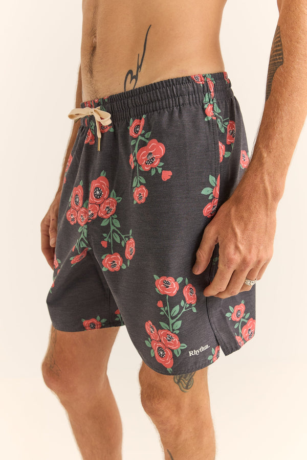 Floral Beach Short Vintage Black