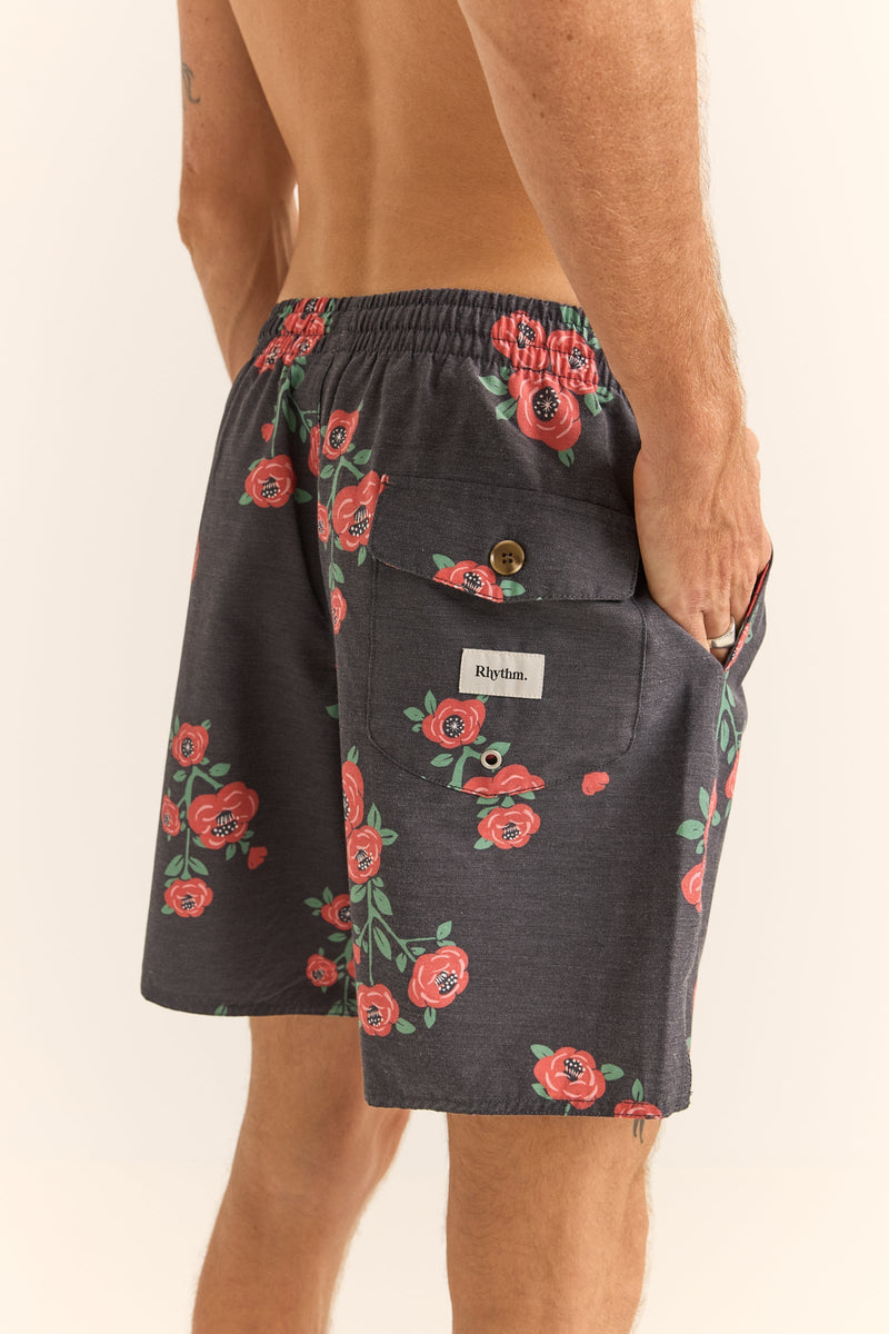 Floral Beach Short Vintage Black