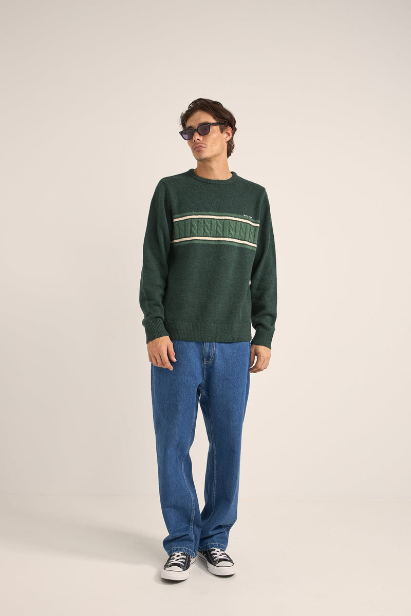 Mohair Stripe Knit Dark Green