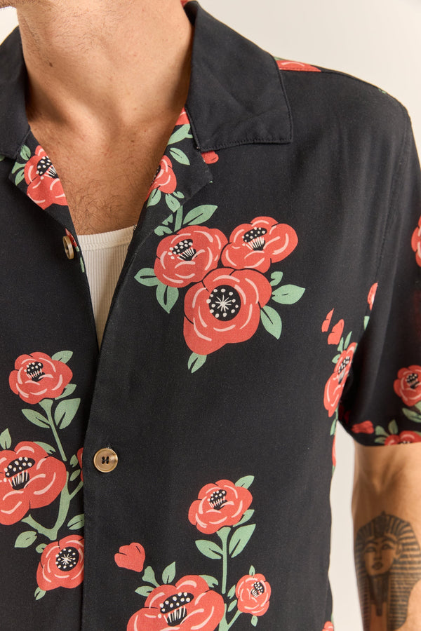 Floral Ss Shirt Vintage Black