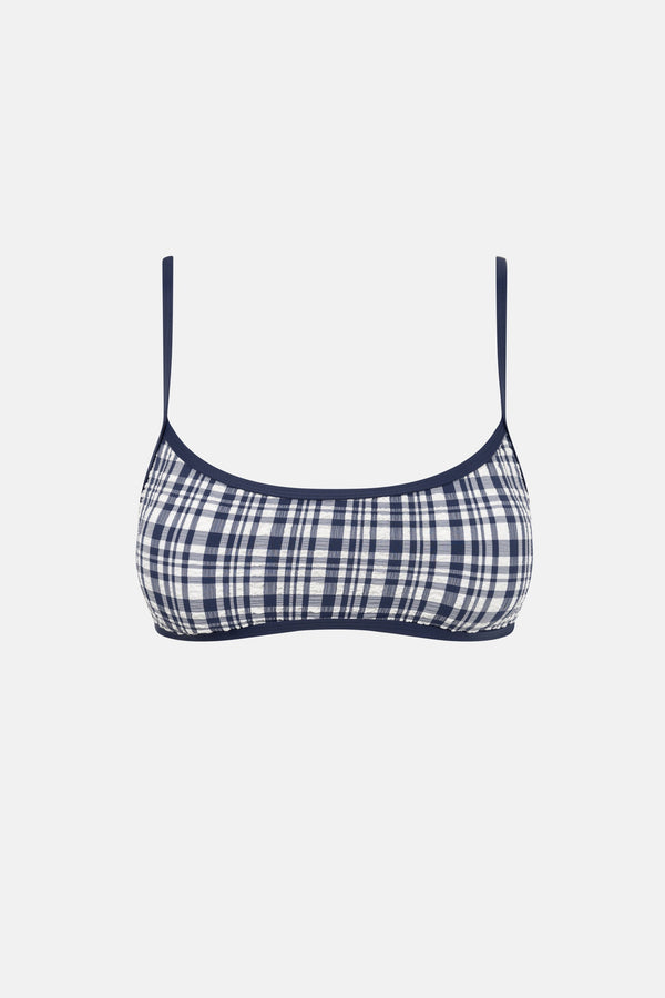 London Check Crop Top Navy