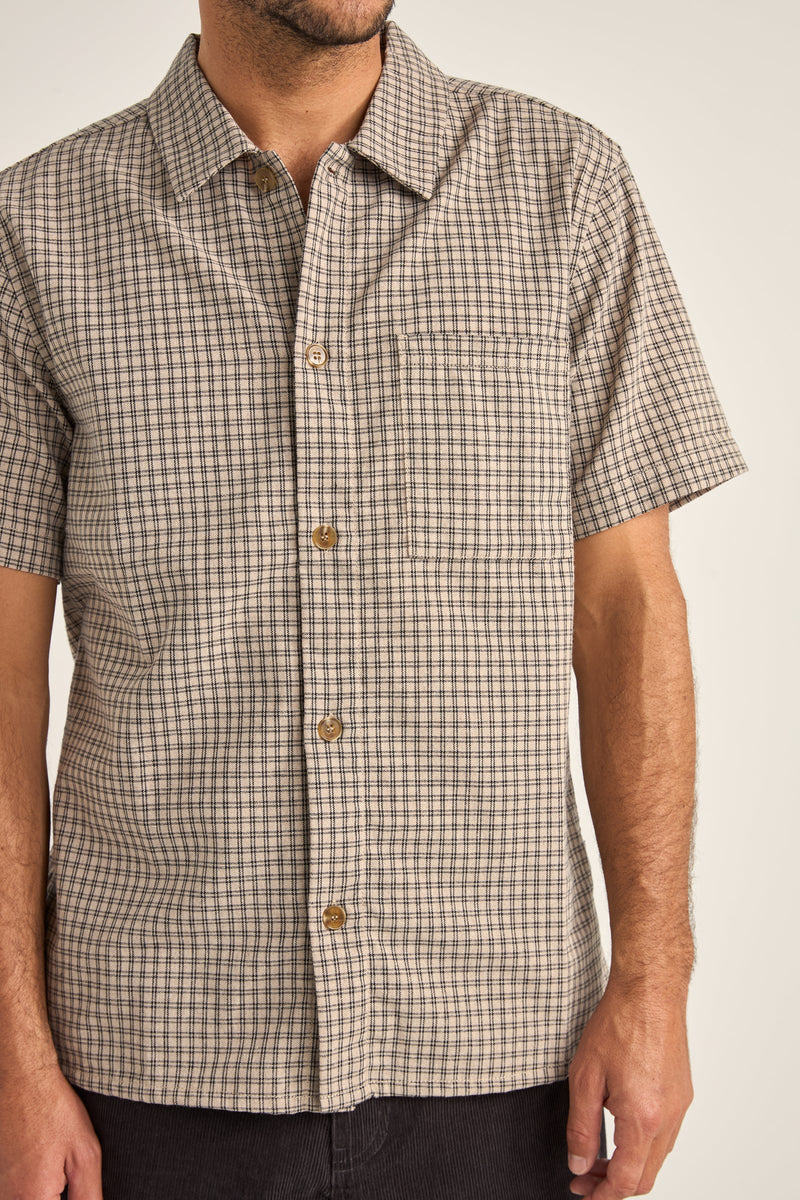 Linen Check Ss Shirt Sand