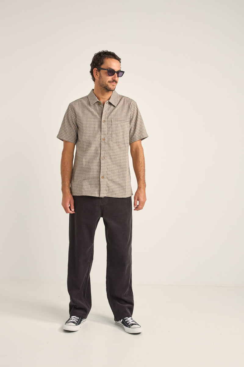 Linen Check Ss Shirt Sand