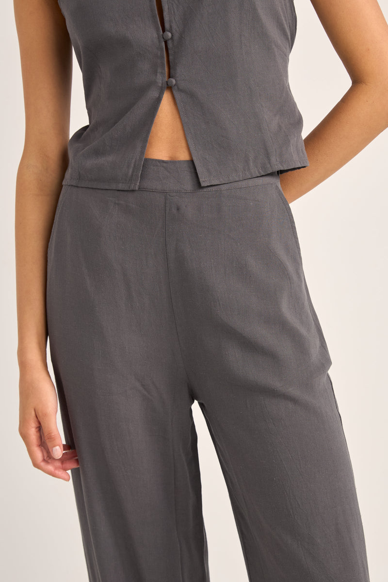 Maya Wide Leg Pant Charcoal