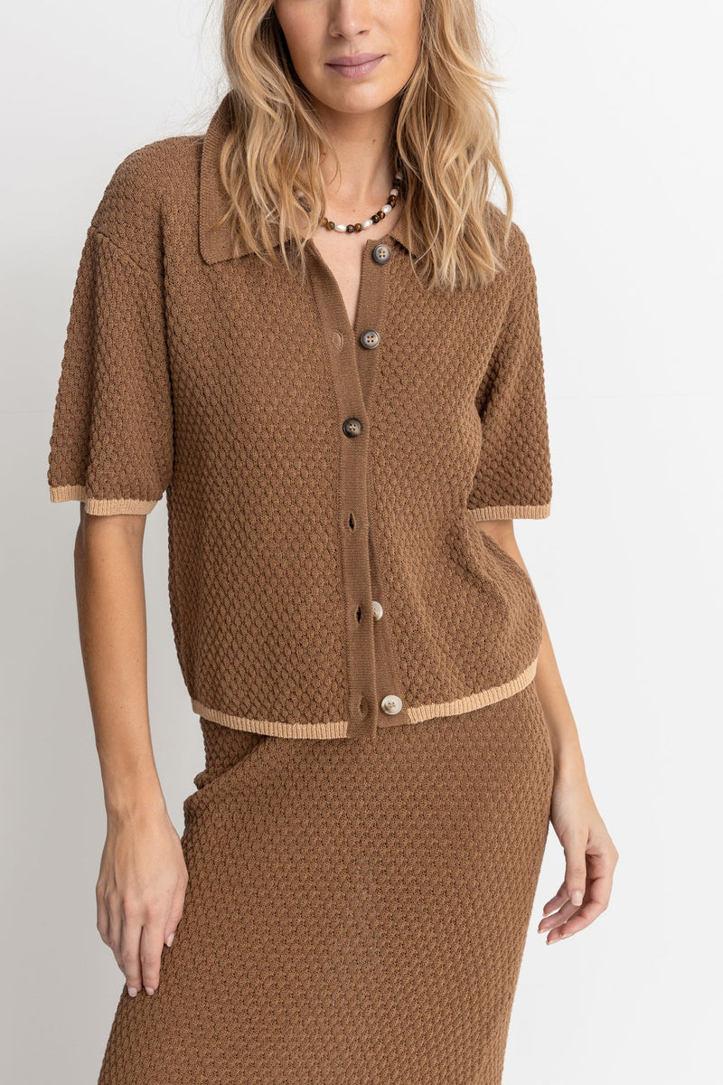 Joni Short Sleeve Knit Shirt Chocolate