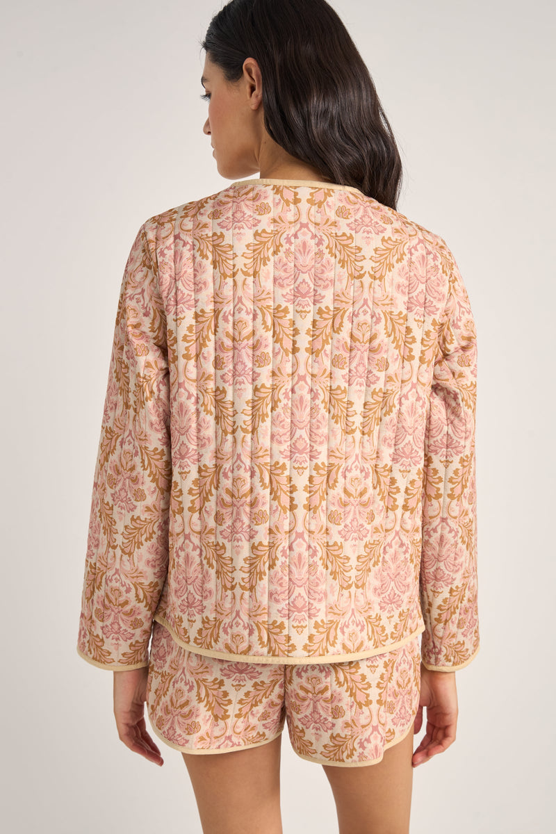 Jane Paisley Quilted Jacket Rose