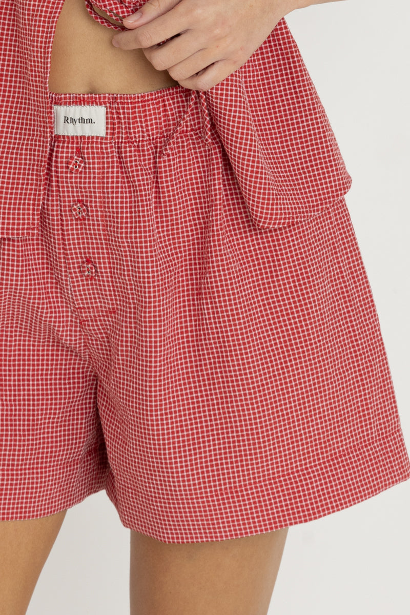 Check Boxer Short Red