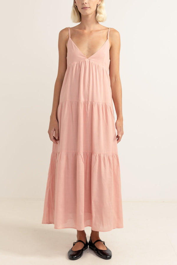 Classic Tiered Midi Dress Rose