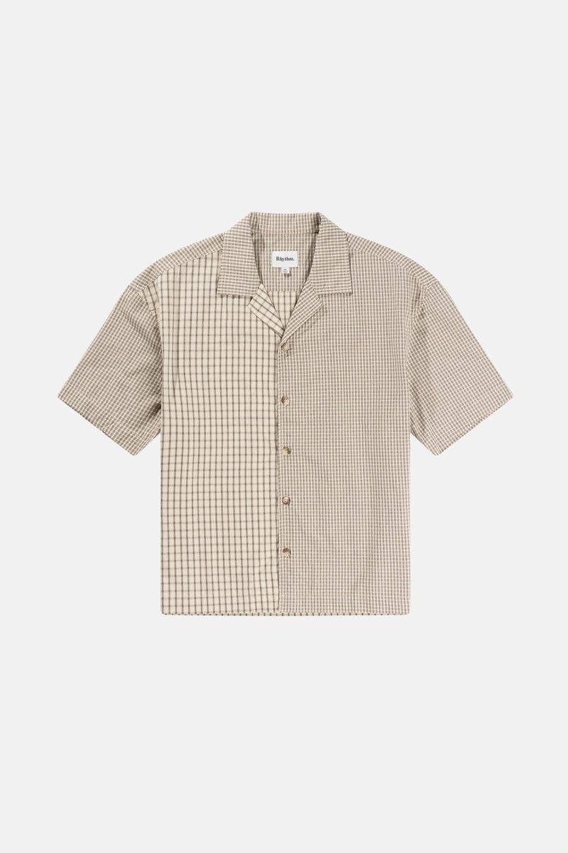 Cross Check Relaxed Ss Shirt Natural Mixed Check