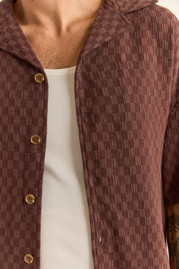 Relaxed Texture Ss Shirt Chocolate