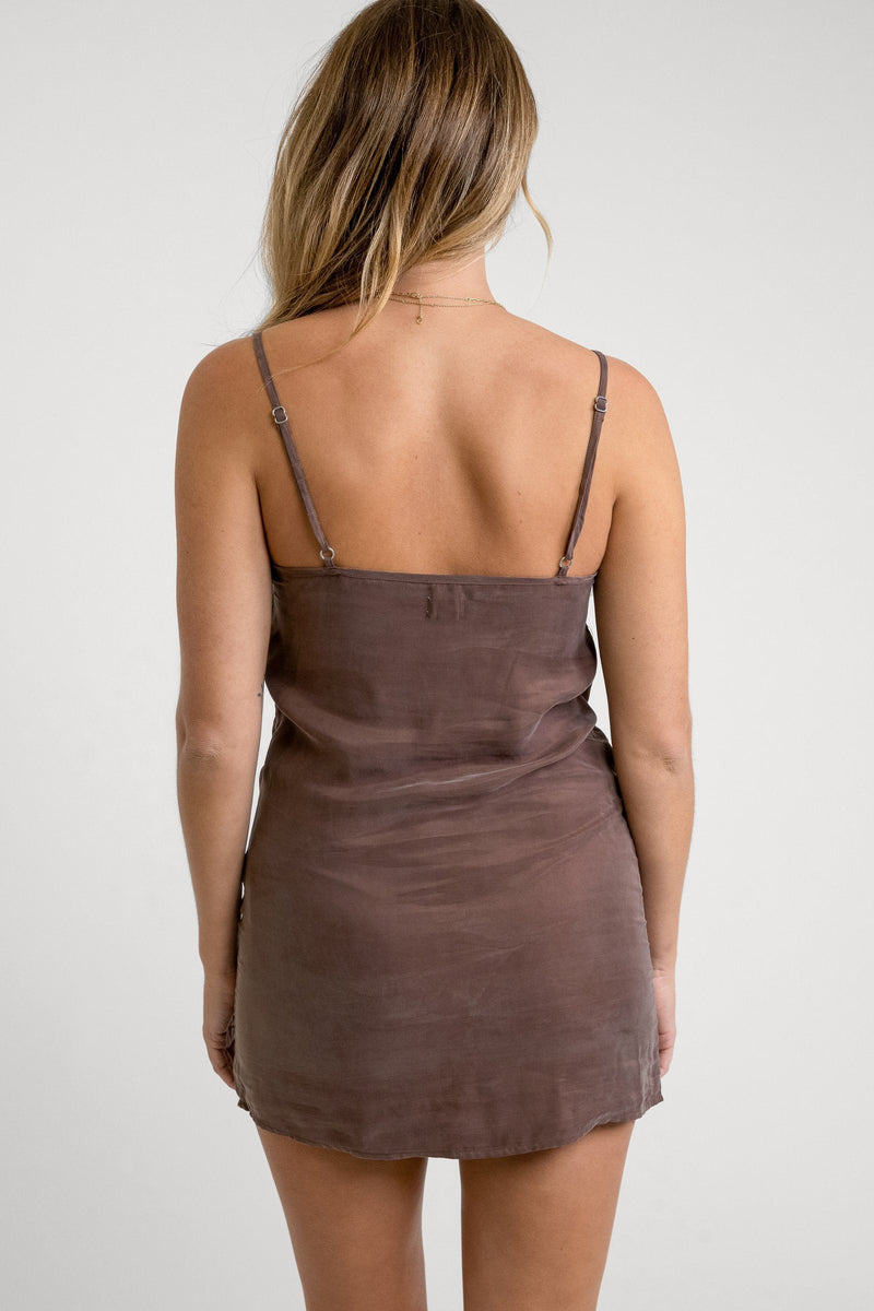 Bonnie Slip Mini Dress Chocolate